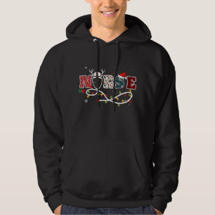Nurse Stethoscope Reindeer jul Santa Hat Lig Hoodie
