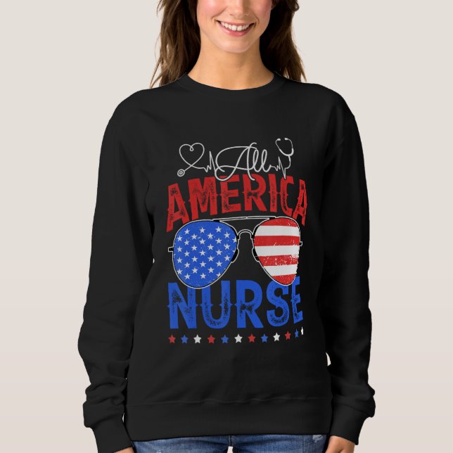 Nurse Stethoscope Sunglasses 4th Of July Memorial  T Shirt (Framsida)