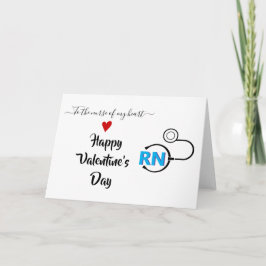 Nurse stethoscope Valentines day blue RN Kort