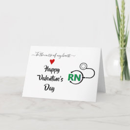 Nurse stethoscope Valentines day grönt RN Kort