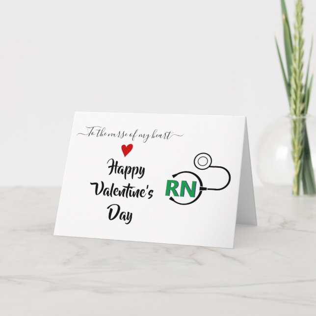 Nurse stethoscope Valentines day grönt RN Kort (Framsida)