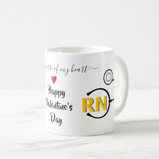 Nurse stethoscope Valentines day gult RN Kaffemugg (Framsida höger)