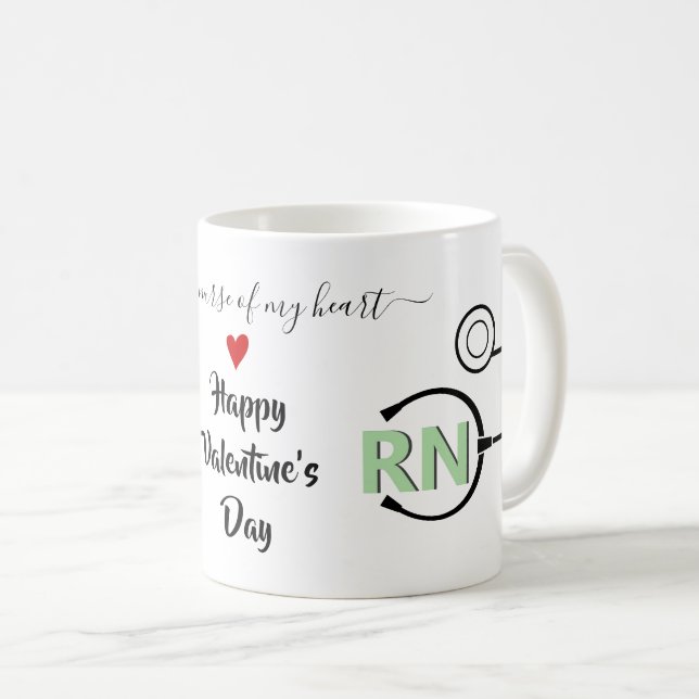 Nurse stethoscope Valentines day mynt grönt RN Kaffemugg (Framsida höger)