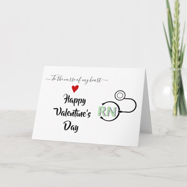 Nurse stethoscope Valentines day mynt grönt RN Kort (Framsida)