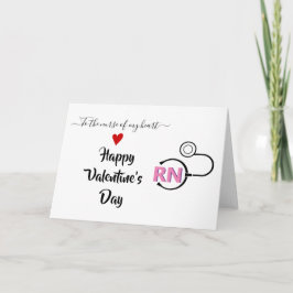 Nurse stethoscope Valentines day rosa RN Kort