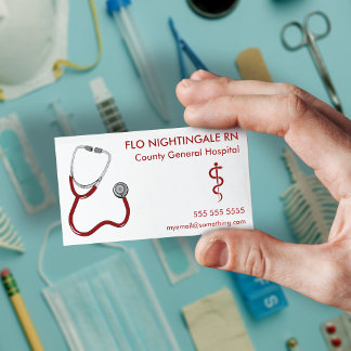 Nurse Stethoscope White Visitkort