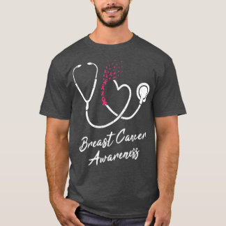 Nurse Stetoscope Hjärtat Rosa Blodkärl Bröstcancer T Shirt
