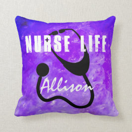 Nurse Stetoscope Lila Watercolor Personlig Kudde