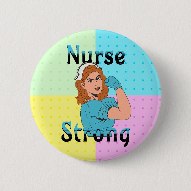 Nurse Strong | Vintage Retro Vibes Knapp (Framsida)