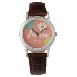 Nurse Student Boho Retro Blommigt Personlig Armbandsur
