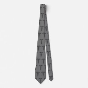 Nurse Student Grått Monochromatic Caduceus Mönst Slips