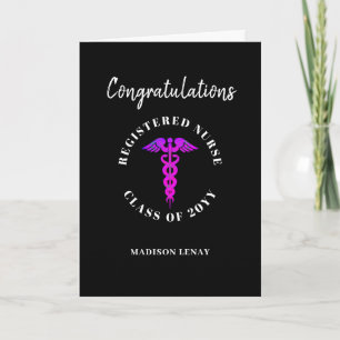 Nurse Studenten Grattiss Black Rosa Namn Kort