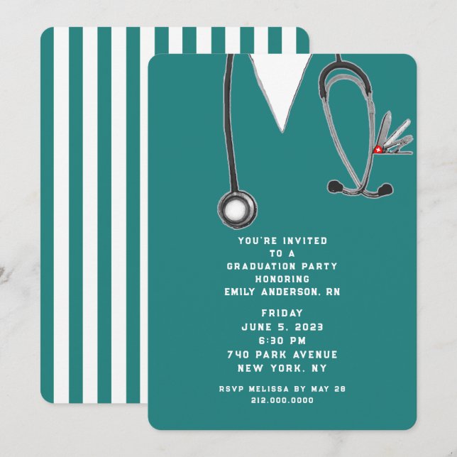 Nurse Studenten Inbjudningar (Fram/baksida)