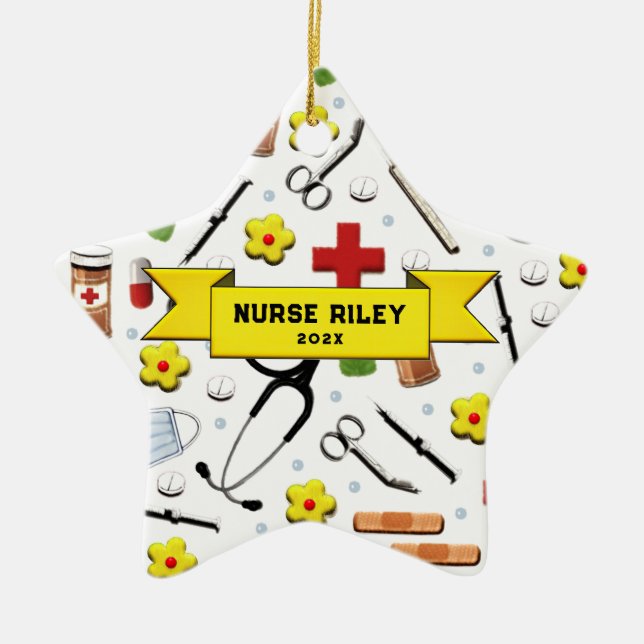 Nurse Studenten Julgransprydnad Keramik (Framsidan)