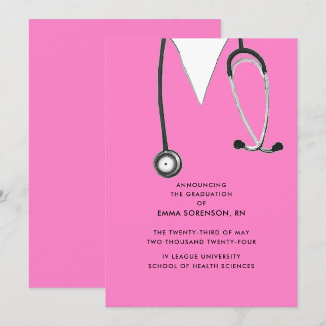 Nurse Studenten-meddelande Inbjudningar (Fram/baksida)