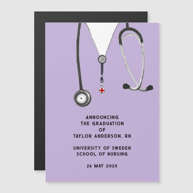 Nurse Studenten-meddelande Magnetisk Inbjudningskort (Fram/baksida)