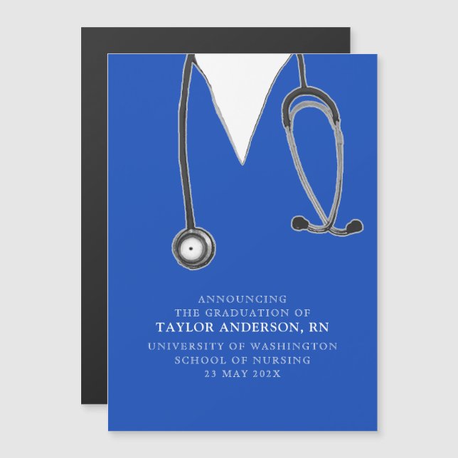 Nurse studenten-meddelande magnetisk inbjudningskort (Fram/baksida)