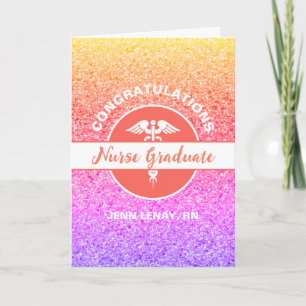 Nurse Studenten Rainbow Glitter Personlig Card Kort