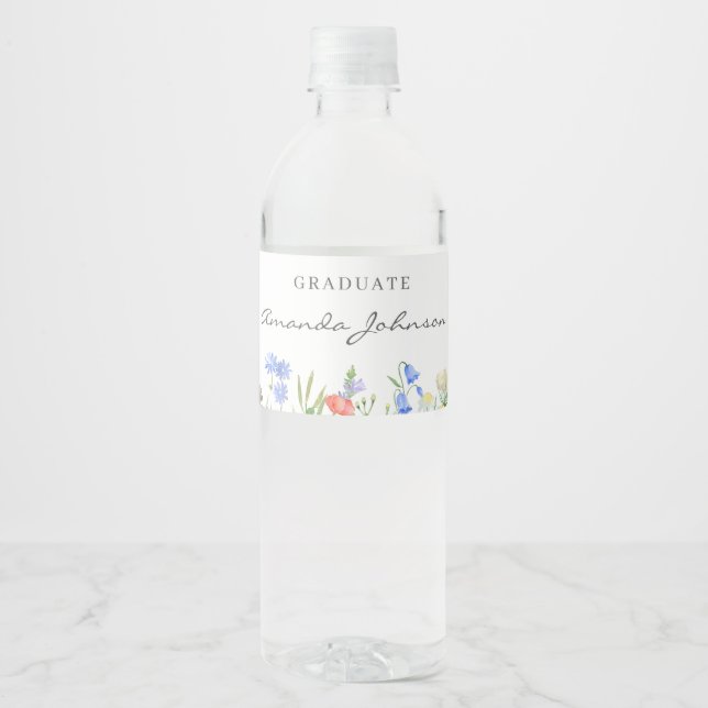 Nurse Studentfest Wildblomma Vattenflaskor Etikett (Framsida)