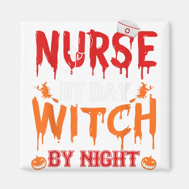 Nurse Sugar Skull Stethoscope Medical Halloween Co Magnet (Framsidan)