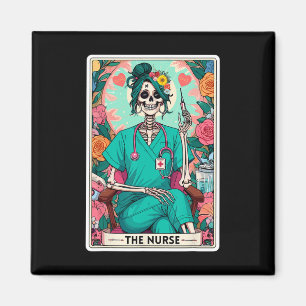 Nurse Tarot Card Funny Skeleton Nurse Witchy M Magnet