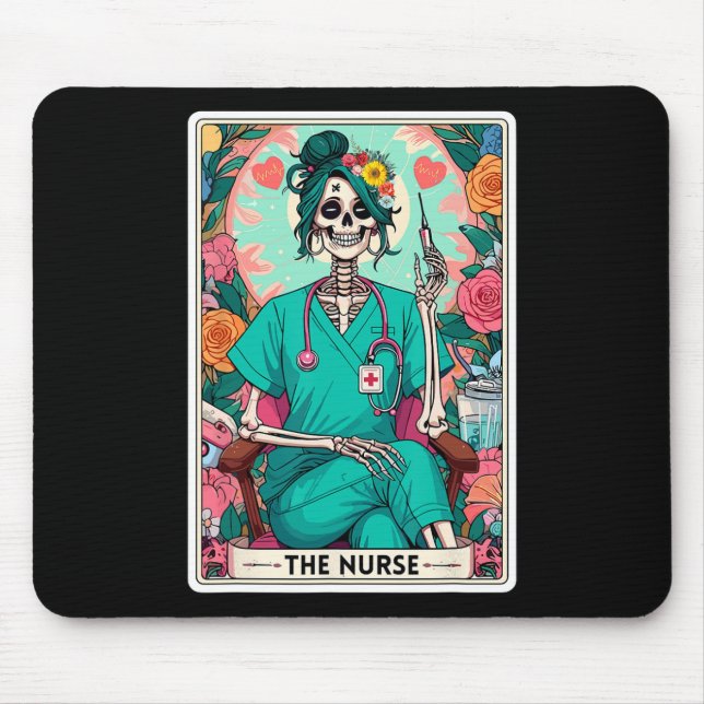 Nurse Tarot Card Funny Skeleton Nurse Witchy M Musmatta (Framsidan)