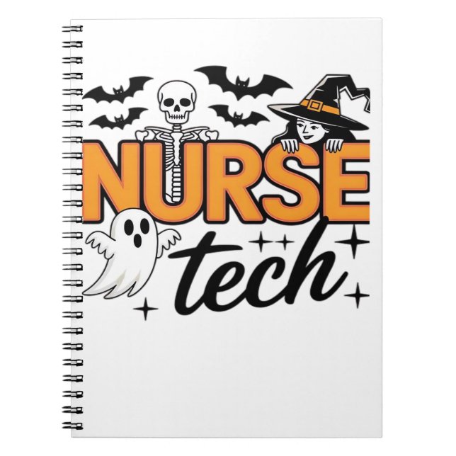 Nurse Tech - Halloween - med skelett, häxa och Anteckningsbok (Framsidan)