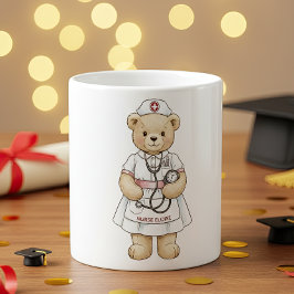 Nurse Teddy Bear Mug – Custom Name Gift for Nurses Kaffemugg
