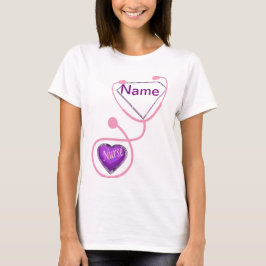 Nurse Toppen Stethoscope Glitter add Namn T Shirt