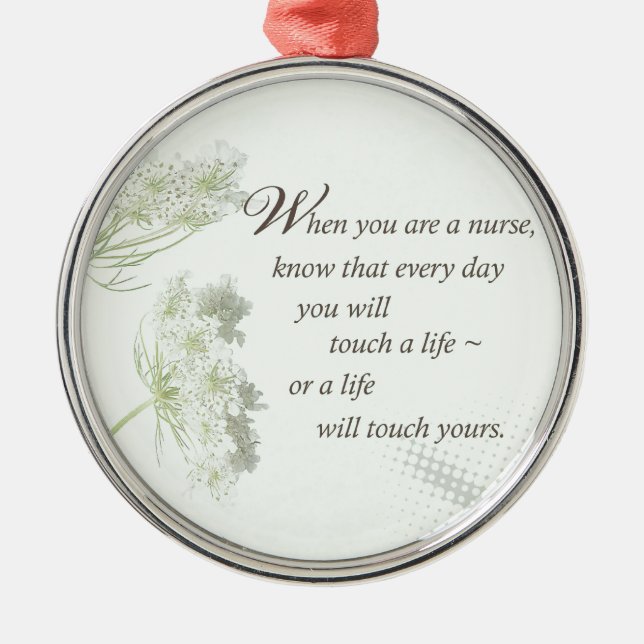 Nurse Touch ett liv med Vild Flowers Julgransprydnad Metall (Framsidan)