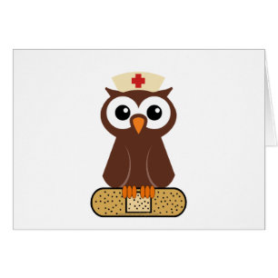 Nurse Uggla (med bandaid) Hälsningskort
