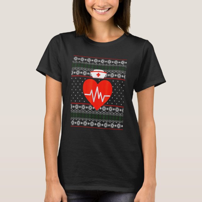 NURSE UGLY SWEATER Merry Christmas  Nursing T Shirt (Framsida)