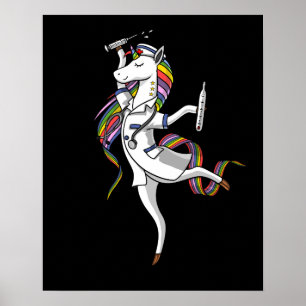 Nurse Unicorn Magic Medical Doktor Poster