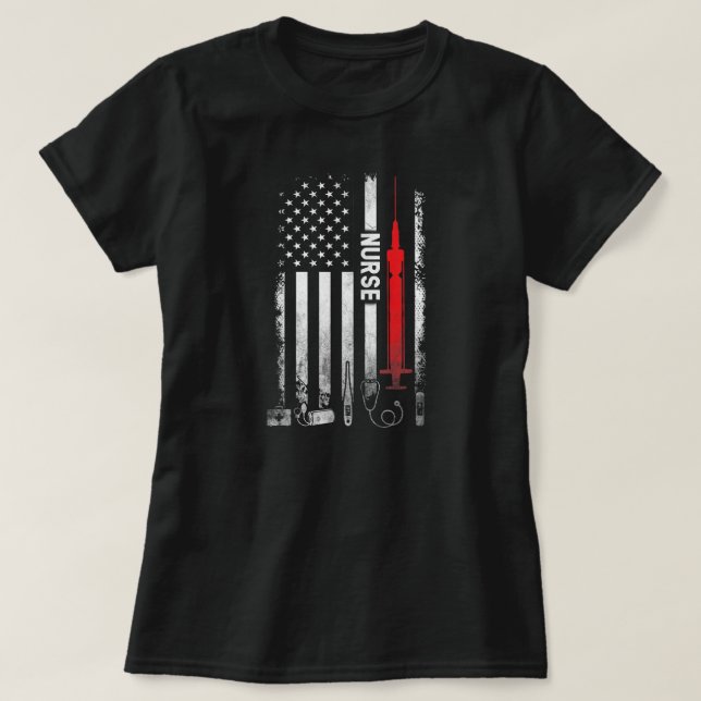 Nurse US Flag Tools for Nursing Love My Job  T Shirt (Design framsida)