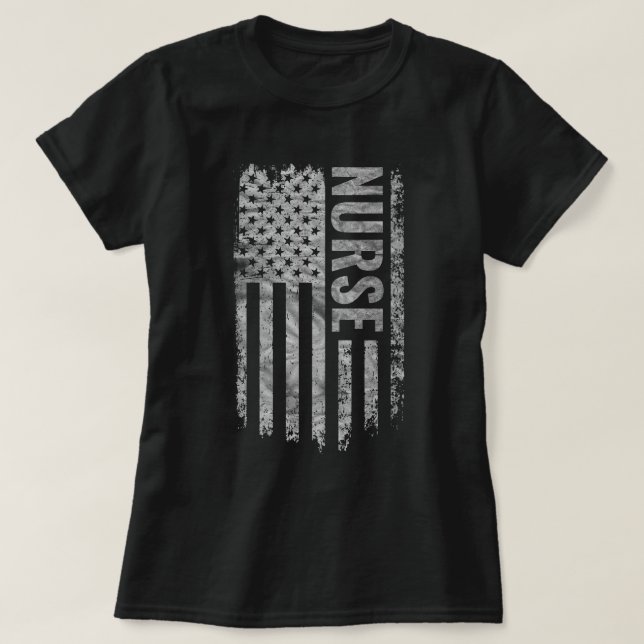 Nurse USA Flag Distressed design T Shirt (Design framsida)