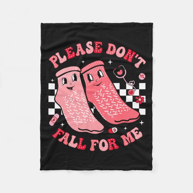 Nurse Valentine Non Slip Socks Please Dont Fall F  Fleecefilt (Framsidan)