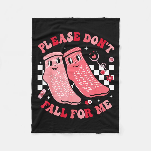 Nurse Valentine Non Slip Socks Please Don't Fall F Fleecefilt (Framsidan)