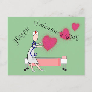 Nurse Valentine presenterar "Glad Alla hjärtans da Helg Vykort