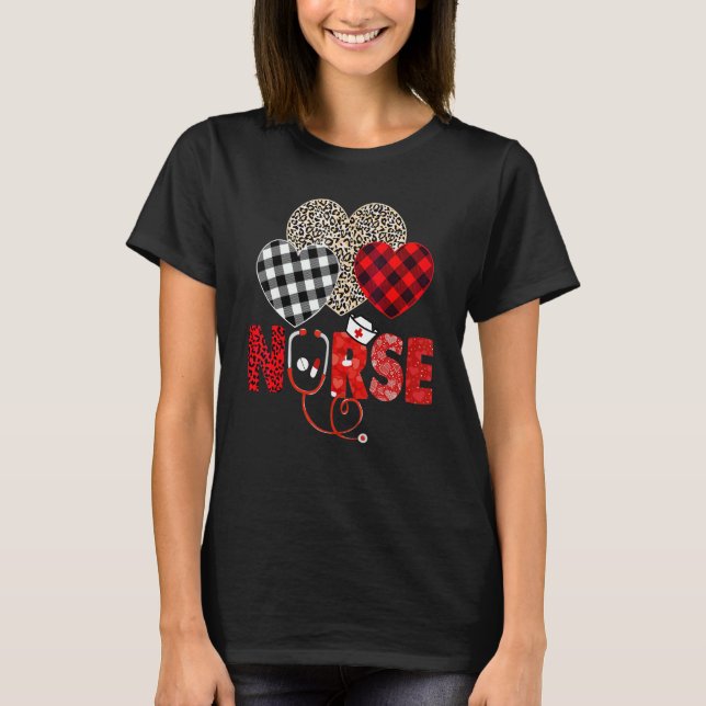 Nurse Valentine Stethoscope Nursing Valentines Day T Shirt (Framsida)