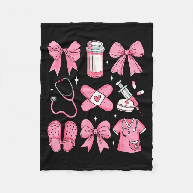Nurse Valentines Day Coquette Bow Valentine Nurse  Fleecefilt (Framsidan)