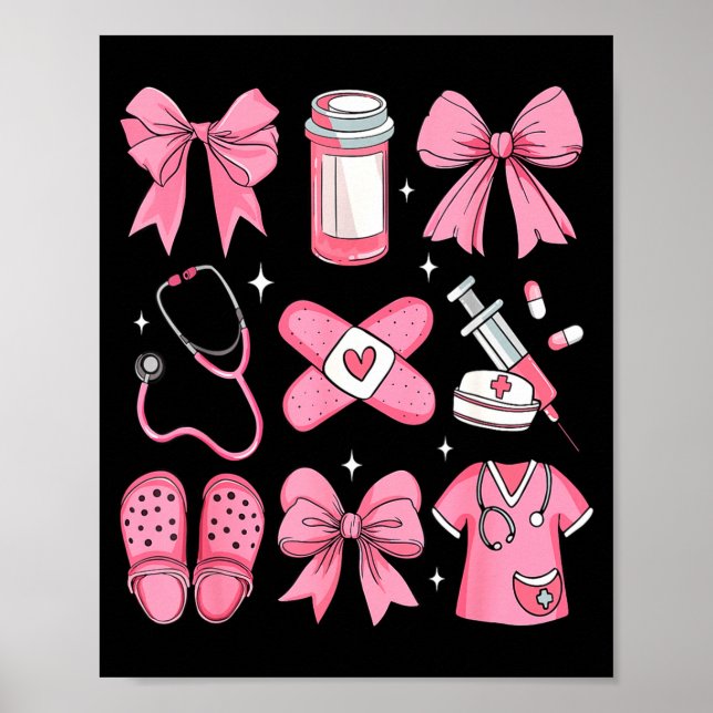 Nurse Valentines Day Coquette Bow Valentine Nurse  Poster (Framsidan)