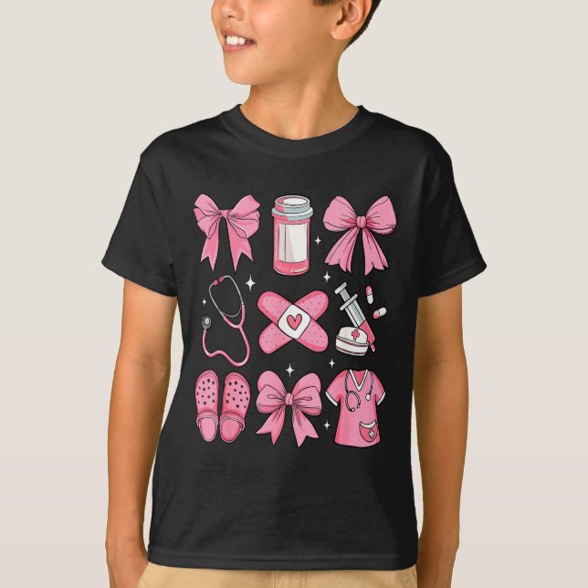 Nurse Valentines Day Coquette Bow Valentine Nurse  T Shirt (Framsida)