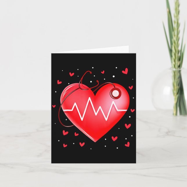 Nurse Valentines Day Heart Stethoscope 2 _1  Kort (Framsida)