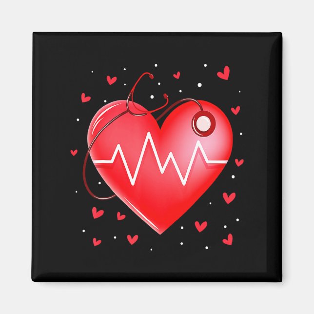 Nurse Valentines Day Heart Stethoscope 2  Magnet (Framsidan)
