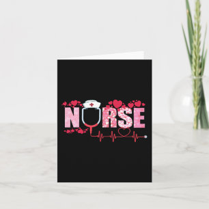 Nurse Valentines day Heart Stethoscope Cute Kärlek Kort