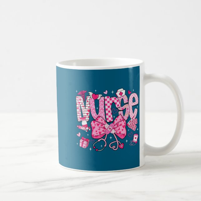 Nurse Valentine's Day Heart Stethoscope Er Icu Nic Kaffemugg (Höger)
