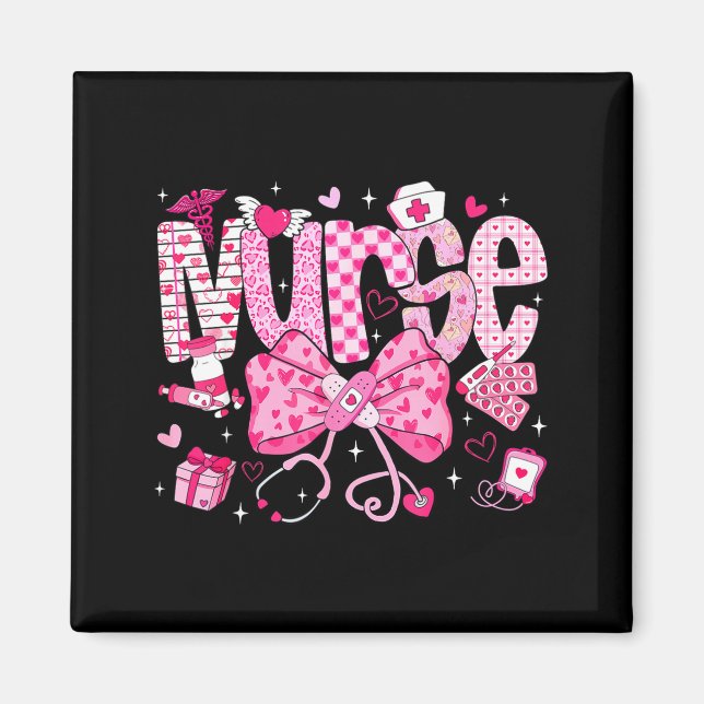 Nurse Valentine's Day Heart Stethoscope Er Icu Nic Magnet (Framsidan)