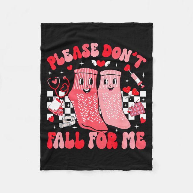 Nurse Valentines Day Non Slip Socks Please Don't F Fleecefilt (Framsidan)