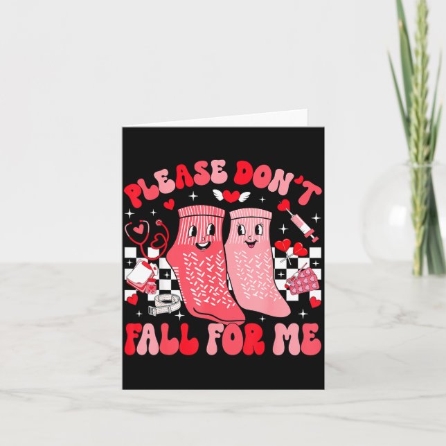 Nurse Valentines Day Non Slip Socks Please Don't F Kort (Framsida)
