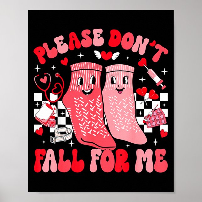 Nurse Valentines Day Non Slip Socks Please Don't F Poster (Framsidan)